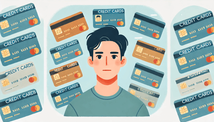 クレジットカードをたくさん持っている男性